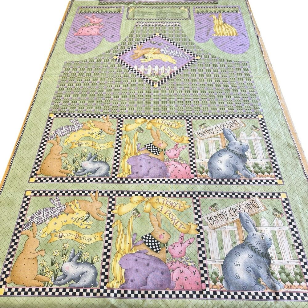 Debbie Mumm Springtime Rabbits Apron & Potholder Panel Mumms The Word SSI VTG